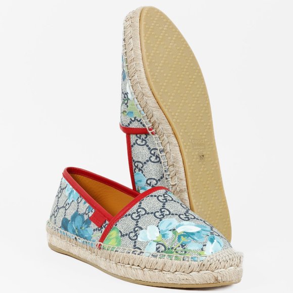 *SOLD* Gucci GG Supreme Canvas Blue Blooms Espadrilles - Picture 4 of 10
